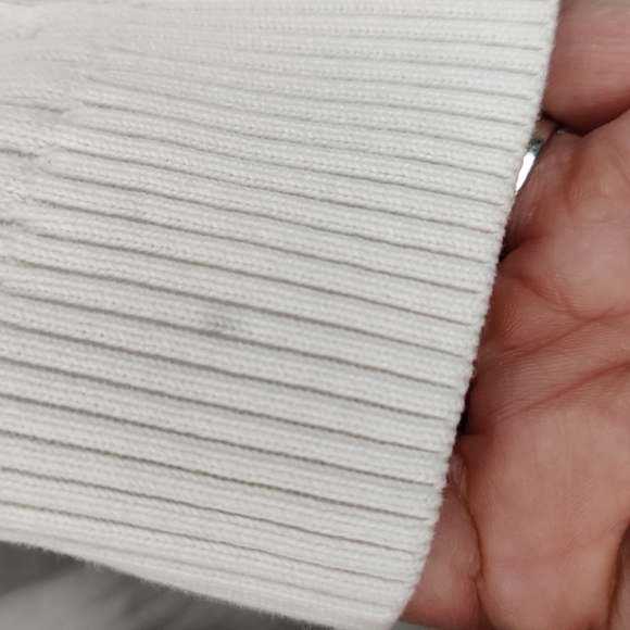 willi Smith White Cable Knit Cardigan Button-Up 3/4 Sleeve Sweater Size Medium - Picture 8 of 13